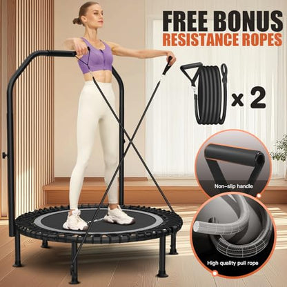 ANCHEER Fitness Trampoline,40"/48" Bungee Rebounder with Adjustable Handle - color: Silver