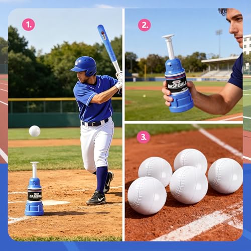 Tee Popper Baseball Training Equipment, Pop Up Baseball Trainer for Softball & Baseball Training, Baseball Popper Practice Tool, Baseball Gifts for Boys 8-12