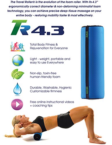Travel Roller® Deluxe Foam Roller *Black* with Free Online Instructional Videos & Poster, Original (12.5" x 4.3")