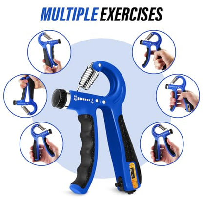 Hand Grip Strengthener Trainer with Adjustable Resistance 10-130lbs (4.5-59kg), Forearm Hand Grip Strength Exerciser for Muscle Building, Injury Recovery, and Therapy Stress Relief