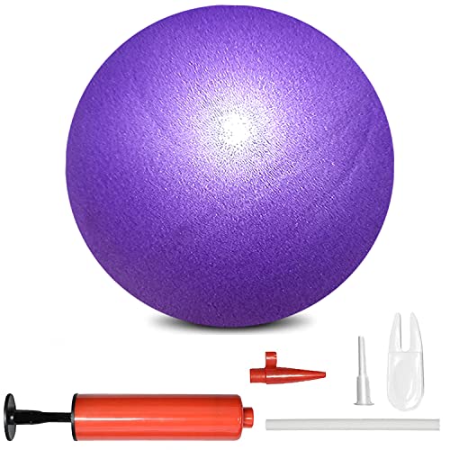 Mini Pilates Exercise Yoga Ball, 9 Inch Small Inflatable Exercise Yoga Ball,Core Training and Physical Therapy Equipment, with Pump - color: Purple, size: 6 inch