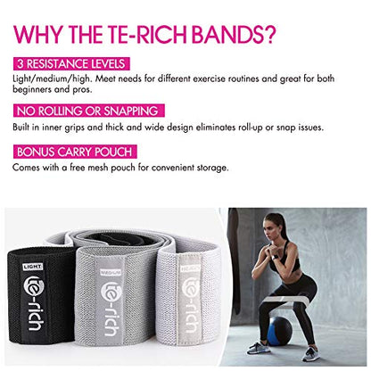 Resistance Bands, Fabric Workout Bands for Women & Men, Cloth Booty Resistance Loop Bands, Thick Squat Bands for Butt/Legs/Thigh/Hip/Glute Excersing - color: Light gray/black/dark gray