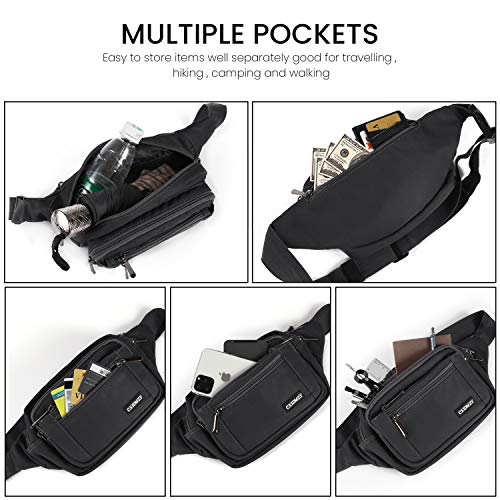 CXWMZY Fanny Packs For Women & Men Waist Pack Hip Bum Bag with Multi-Pockets Large Capacity Waterproof Casual Bum Bag for Disney Traveling Casual Cycling Running Hiking - color: Black_1