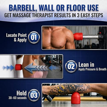 Muscle Trigger Silicone Barbell-Mounted Trigger Point Massage Tool for Back, Neck, Shoulders, Feet & Plantar Fasciitis Relief, Myofascial Release and Deep Tissue Muscle Recovery for Home and Gym - color: Red