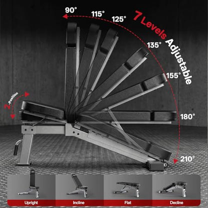 JOROTO FID Adjustable Weight Bench 1300LBS Capacity for Home Gym