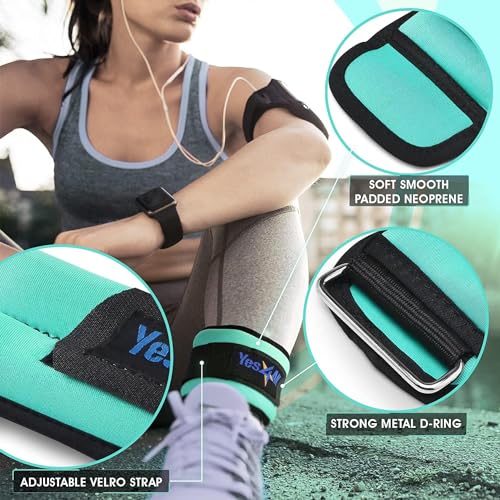 Yes4All Wrist & Ankle Weights Pair 1lb -10lbs, Adjustable Strap for Walking, Jogging, Pilates, Gym Fitness Workout for Women, Men