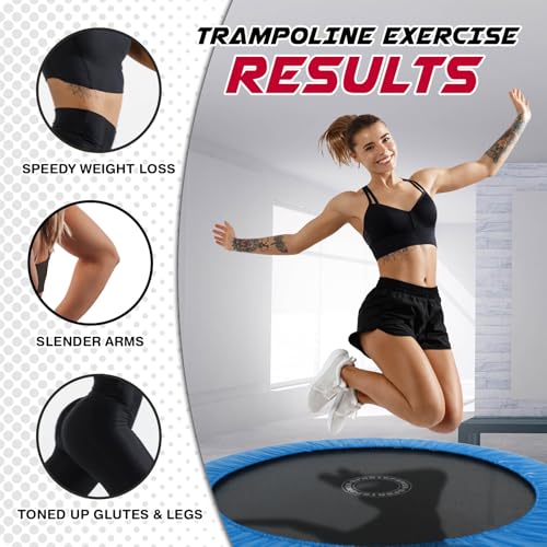 Mini Exercise Trampoline with Padded Spring Cover and Handlebar, 4FT, Blue