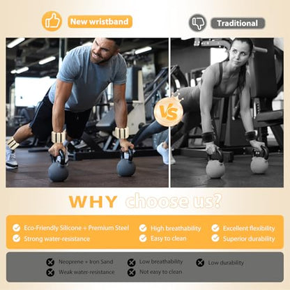 Pilates Wrist and Ankle Weights for Women - Adjustable Weighted Bangles for Men, 2 lbs Weighted Arm Bands Foot Leg Weights for Walking, Yoga, Training, Exercise, Running, Set of 2 (1LB Each) - color: Light Beige