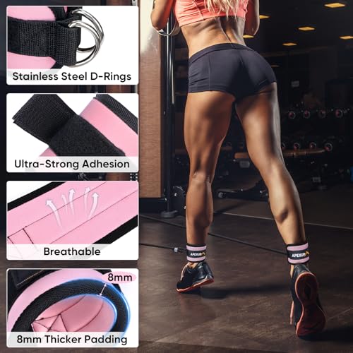 Ankle Strap for Cable Machine, Ankle Resistance Bands, Cable Kick Back Ankle Straps for Gym, Glute Workouts, Leg Extensions, Adjustable Straps with Neoprene Padding