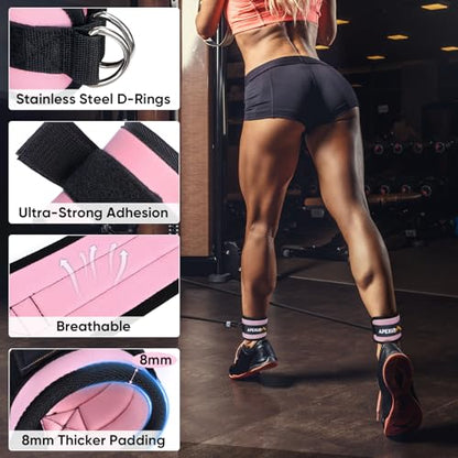 Ankle Strap for Cable Machine, Ankle Resistance Bands, Cable Kick Back Ankle Straps for Gym, Glute Workouts, Leg Extensions, Adjustable Straps with Neoprene Padding