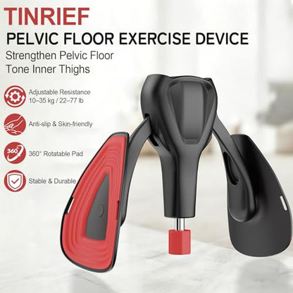 Pelvic Floor Exercise Devices 77 lb Adjustable Kegel Inner Thigh Exerciser and Hip Trainer Workout Equipment for Home Postpartum Recovery Women Men, with Band
