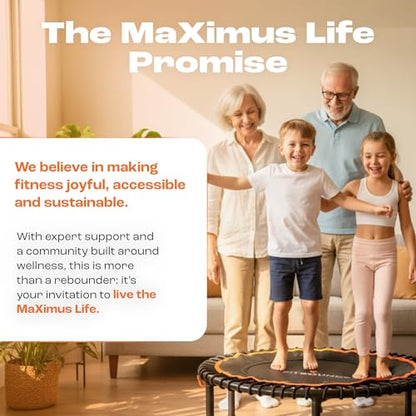 MXL FIT Bounce PRO XL Bungee Rebounder - Premium Indoor Mini Trampoline for Adults, Silent Low-Impact Bounce, Half-Folding with Foldable Steel Legs & Carry Bag - 48 in, 400lb