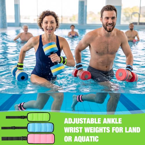 3 Pairs Ankle Weights for Men Women 0.5lb/1lb/1.5lb Adjustable Swimming Ankle Wrist Weights Bands Set for Pool Aqua Cuffs Aerobics Fitness Jogging Walking Running Yoga