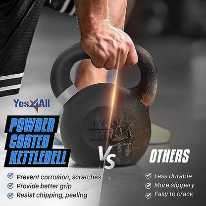Yes4All Powder Coated Cast Iron Kettlebell, Single Deep Blue, 40 KG / 88 LB - color: Blue, style: A. Single