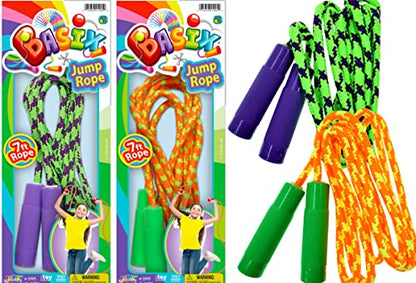 JA-RU 7ft Adjustable Jump Rope (Jump Rope) Nylon Braided Jump Ropes for Kids. Indoor & Outdoor Activities for Teens. Bulk Party Favor & Gymnastics Goodie Bag Stuffers. 1995