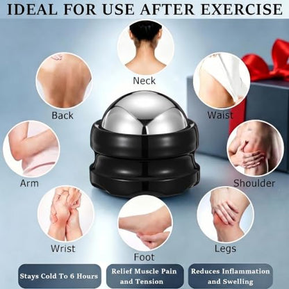 Massage Ice Roller Ball Cold & Heat Therapy Tight and Sore Muscles Relief - color: Black-02