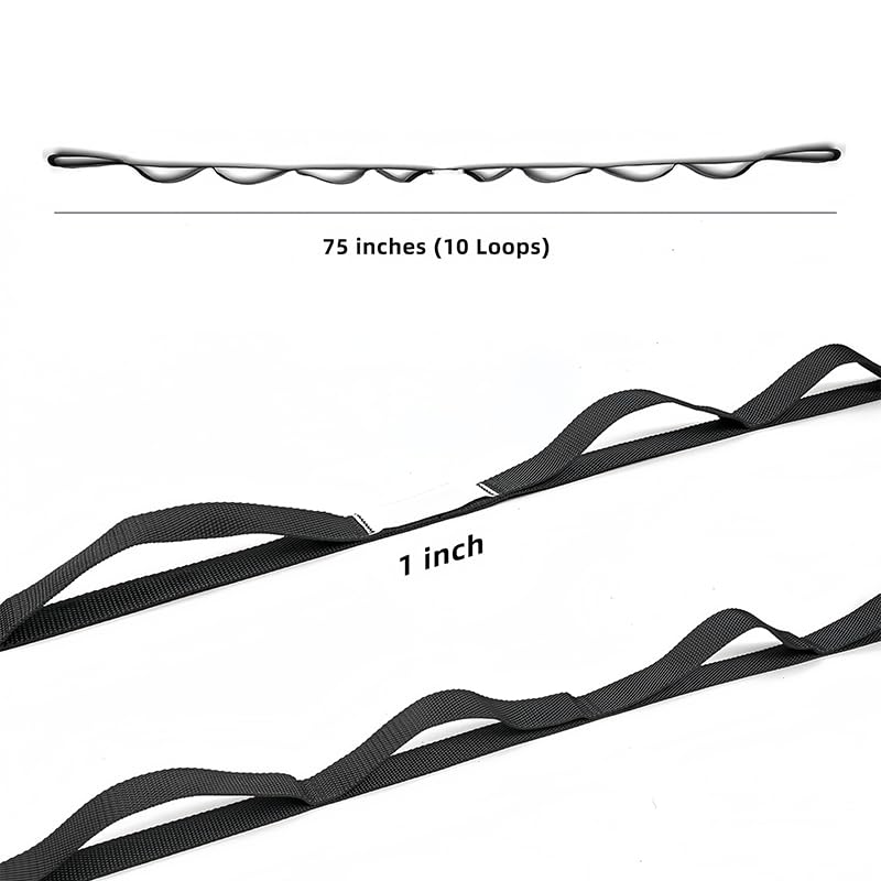 Stretching Strap Yoga Strap for Home Workout, Exercise, Pilates and Gymnastics, Non-Elastic Stretch Bands for Women & Men,Improve Flexibility-Black