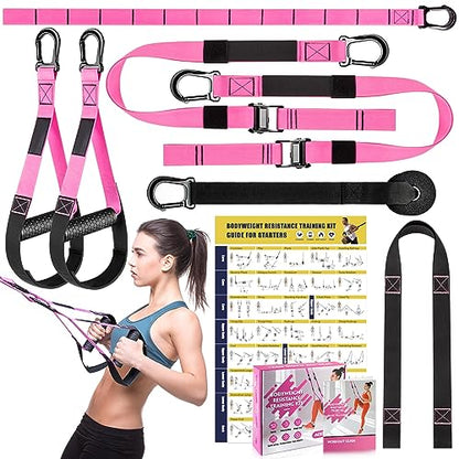 Home Resistance Training Kit, Resistance Trainer Exercise Straps with Handles, Door Anchor and Carrying Bag for Home Gym, Bodyweight Resistance Workout Straps for Indoor & Outdoor
