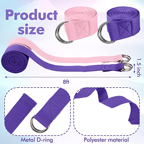 Jexine 6 Pcs Yoga Block and Strap Set 4 Pcs 9 x 6 x 3 Inches EVA Foam Pilates Block 2 Pcs Cotton Yoga Strap for Beginners Experienced Pilates Fitness Stretching