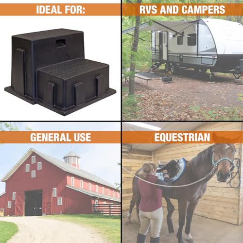 Buyers Products 3013658 Multi-Purpose Polymer Step Stool - 21 in W x 16 in H - Lightweight, Non‑Slip, Stackable UV‑Stable Plastic Step Ladder for RV, Campers, Pets, Hot Tubs, & More, Made in USA
