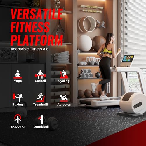 SUPERJARE 0.79'' Extra-Thick Exercise Equipment Mats, 12 Pcs 48 Sq Ft Rubber Top Floor Tiles with High Density EVA Foam, Interlocking Gym Flooring for Home Gym, Workout Mat, Black/Blue
