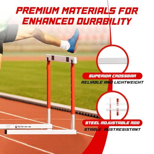 Adjustable Track and Field Hurdles Height Sports Training Hurdle with Counterweight Heavy Duty Track and Field Equipment Practice Training from 30 to 42 Inch for Athletes Adults - size: 1 pc