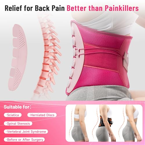 KKH Adjustable Back Support Brace, Ergonomic Back Brace for Lower Back Pain Women, Lumbar Support Belt for Relief Sciatica Pain