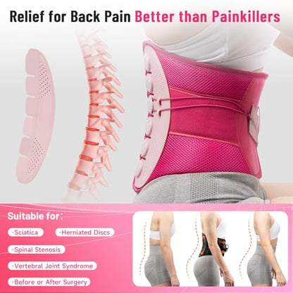 KKH Adjustable Back Support Brace, Ergonomic Back Brace for Lower Back Pain Women, Lumbar Support Belt for Relief Sciatica Pain