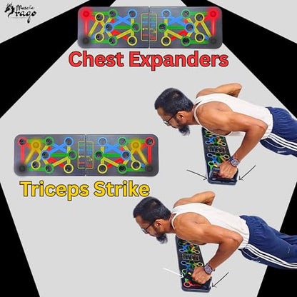 Pushup Board + Tummy Trimmer with Adjustable Hand Gripper 5 to 60 kg for Building a Complete Strength Building Home gym - TRICEP Exerciser, Bicep Builder, Chest Expander, Back Bitters