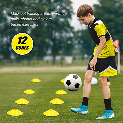 12 Rung Agility Speed Ladder, Adjustable Training Ladder with 12 Marker Cones and Storage Bag, for Soccer Football Fitness Speed Coordination Training