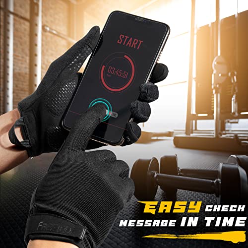FREETOO Full-Finger Workout Gloves for Men, Padded Gym Gloves with Grip - size: X-Large