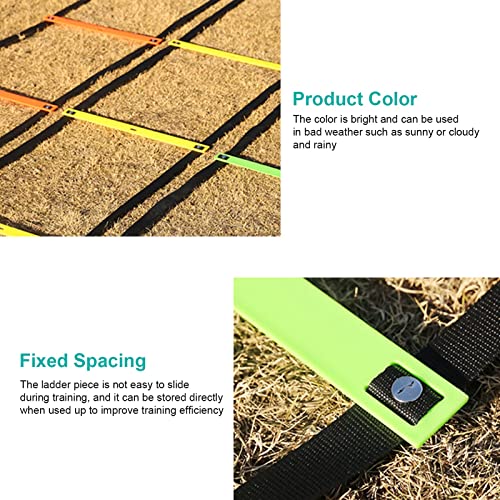 7M 14 Rung Fixed Agility Ladder for Speed Training, Soccer, Football and Fitness, Made of Durable PP Material, Lightweight and Easy to Install, Includes Training Angle for Com (Red)
