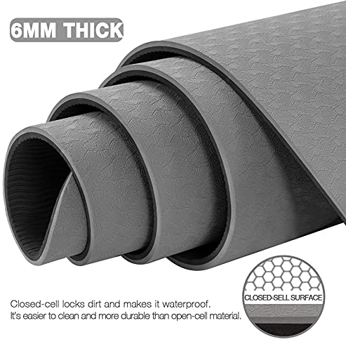 UMINEUX Large Yoga Mat for Men and Women 1/4 & 2/5 Inch Extra Thick TPE Fitness Mat for Home Gym Workout, Non-Slip, Eco Friendly Exercise Mat for Yoga, Pilates, Stretching, Meditation