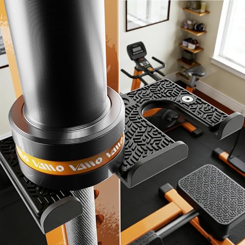 VAIIO 2-in-1 Olympic Barbell Holder and Resistance Band Anchor for Power Racks, Fits 5/8"-1" Holes, Heavy Duty Steel Bar Storage Hanger with Protective Padding