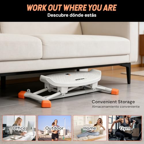 Ski Machine Trainer, Indoor Ski Simulator with Resistance Bands & Balance Board - Low Impact Stepper Exercise Equipment for Home Gym Full Body Workout, 300LBS Capacity (Orange)