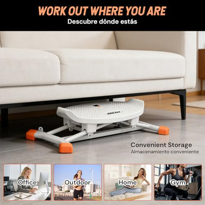 Ski Machine Trainer, Indoor Ski Simulator with Resistance Bands & Balance Board - Low Impact Stepper Exercise Equipment for Home Gym Full Body Workout, 300LBS Capacity (Orange)