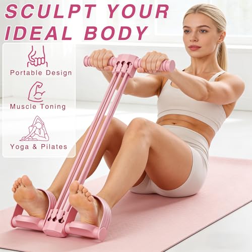Pedal Resistance Bands with Handles,6-Tube Elastic Yoga Foot Pedal Resistance Band, Natural Rubber Tension Rope, Fitness Shaping Yoga for Abdominal, Leg, Arm and Back Slimming Trainingce - color: Purple