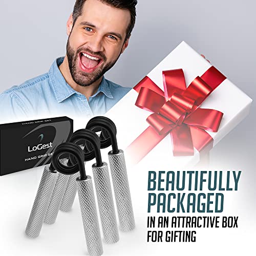 7 Pack Logest Metal Hand Grip Set, 50LB-350LB 7 Levels No Slip Heavy-Duty Grip Strengthener with Gift Box, Great Wrist & Forearm Hand Exerciser, Home Gym, Hand Gripper Grip Strength Trainer