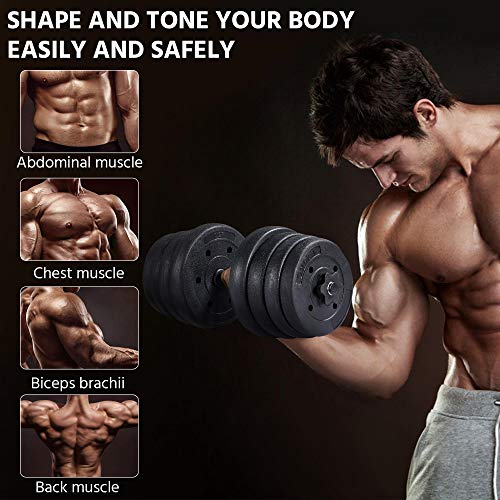 Yaheetech 66LB Weight Dumbbell Set Fitness Adjustable Cap Gym/Home Barbell Plates Body Workout for Women Men Strength Training Black