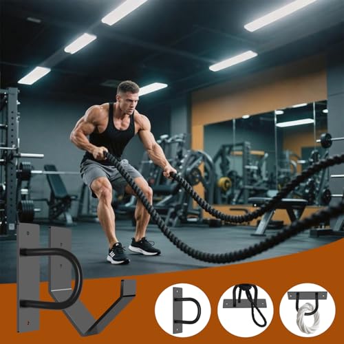 Heavy Duty Battle Rope Wall Anchor Kit with 1 Storage Hook, Wall Mount for Home Gym Training