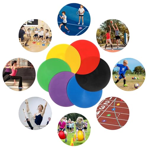 24 Pack Spot Markers Non Slip Rubber Agility Markers Flat Field Cones Floor Dots for Soccer Basketball Sports Speed Agility Training and Drills（7.6 Inch）