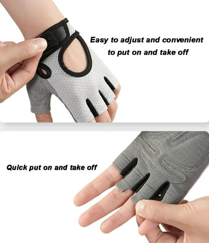 Fingerless-Workout-Gloves for Men Women, Breathable-Mesh Gloves with Anti-Slip-Palm for Cycling Gym Fitness