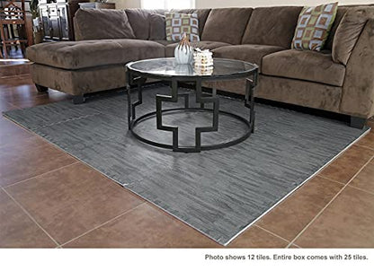 100 Sq. Ft 3/8 Inch Thick Printed Foam Tiles Interlocking Foam Mat, Sea Haze Grey Wood Grain Style Print, (24"x24", 25 pcs), Protective Flooring for Home, Exercise or Trade Show