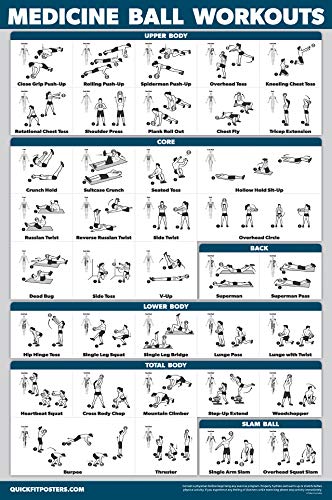 Palace Learning QuickFit Medicine Ball Workout Poster - Exercise Routine for Medicine & Slam Ball (Laminated, 18" x 24")