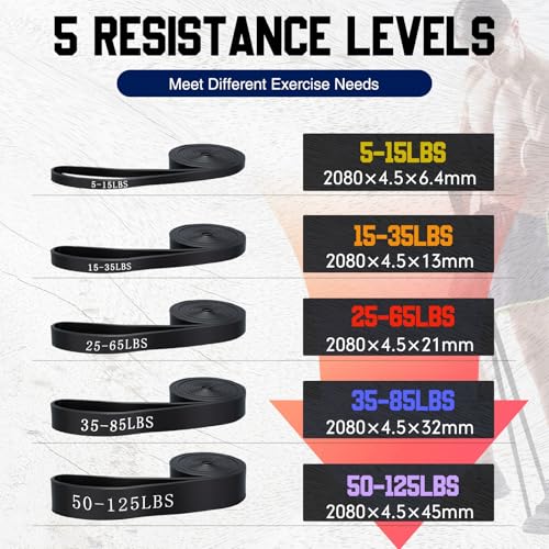 20 Pcs 4 Sets Resistance Bands 5 Levels Pull up Assistance Bands Long Heavy Duty Exercise Workout Band Straps for Working Out Muscle Training Physical Therapy Muscle Training Men and Women