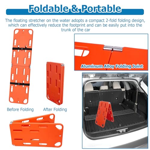 Emerncy Folding Ambulance Stretcher with Head Imlizer & Adjustable Belts - Portable Spine Board Equint for Patient Care & Life-Saving Response, First Aid tial - color: Head Immobilizer+backboard