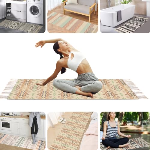 nuveti Cotton Yoga Mat - Absorbent, Grippy Tight Weave, Ashtanga & Hot Yoga Rug, Helps with Slippery Hands & Feet - color: FenDeLa