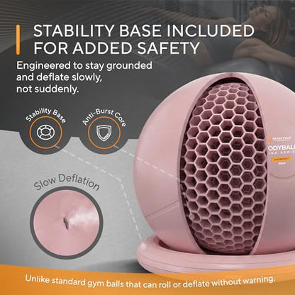 Yoga Ball Chair for Office Desk with Base - Ergonomic Balance & Stability Exercise Ball Seat for Adults - Active Sitting for Posture, Core & Back Pain Relief, Home Gym, Therapy, Pump