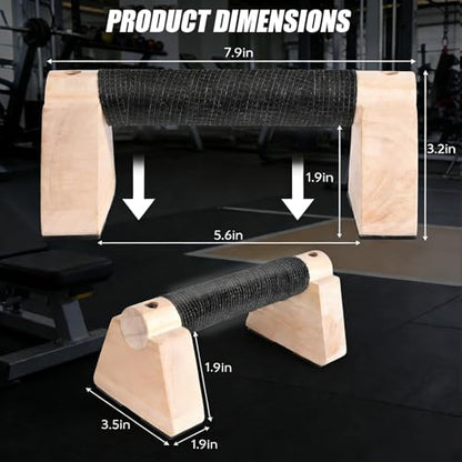 2 PCS Wooden Parallettes Bars 20 CM/7.87 in Handstand Training Blocks with Non-Slip Base Home Push Up Stand Wood Push Up Bars Calisthenics Equipment for Men