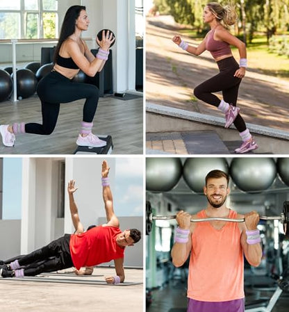 Ankle Weights A Pair of 1/2/3/4/6/8/10/12/20 LBS Wrist Leg Arm Weights for Women Men with Adjustable Straps, Strength weighted for Physical Therapy Running Walking Home Fitness Gym Workout Weight Loss - color: Light Purple